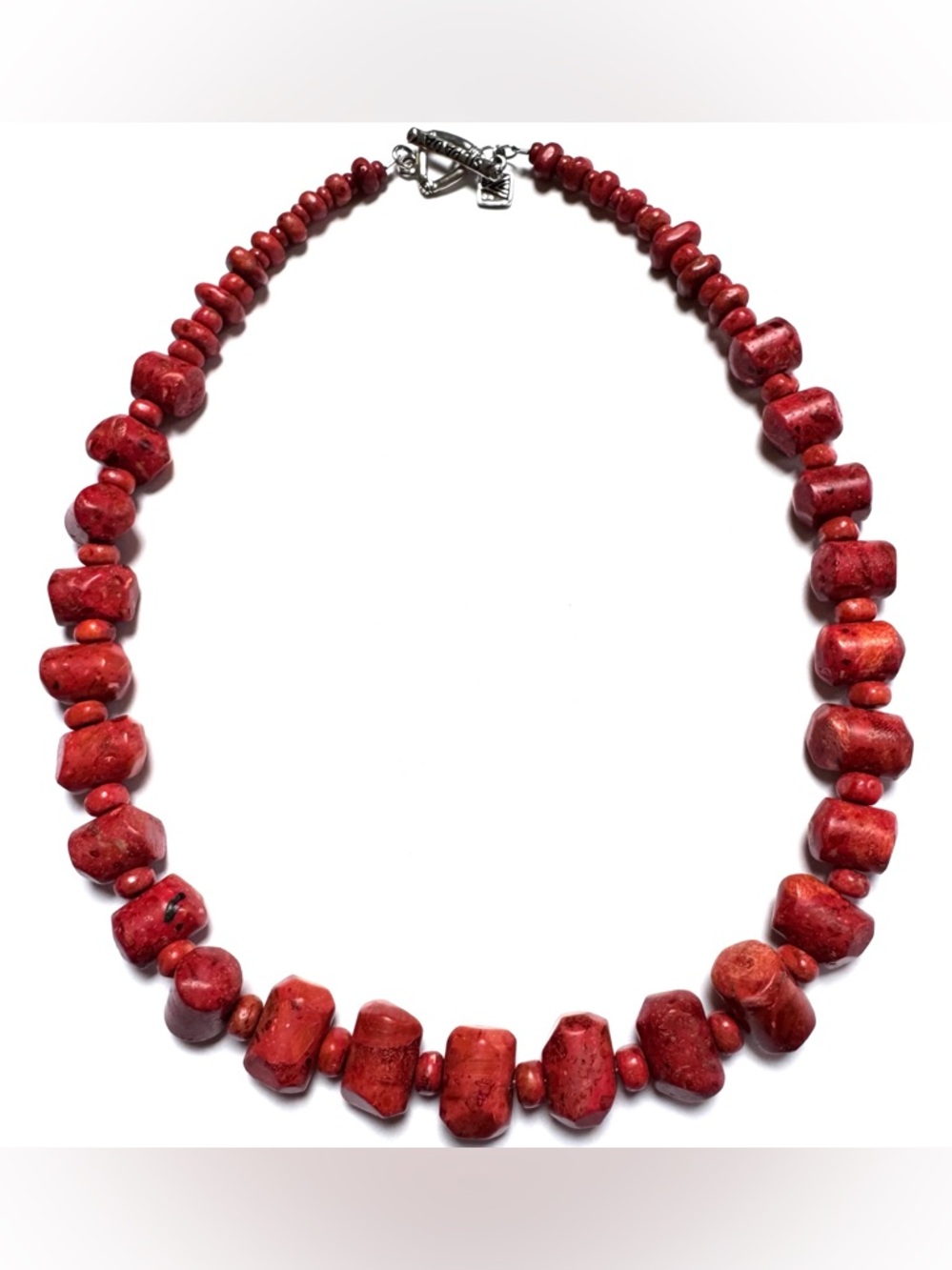 SILPADA Necklace Red Sponge Coral Sterling Silver 18” Toggle N1351 SILPADA POUCH